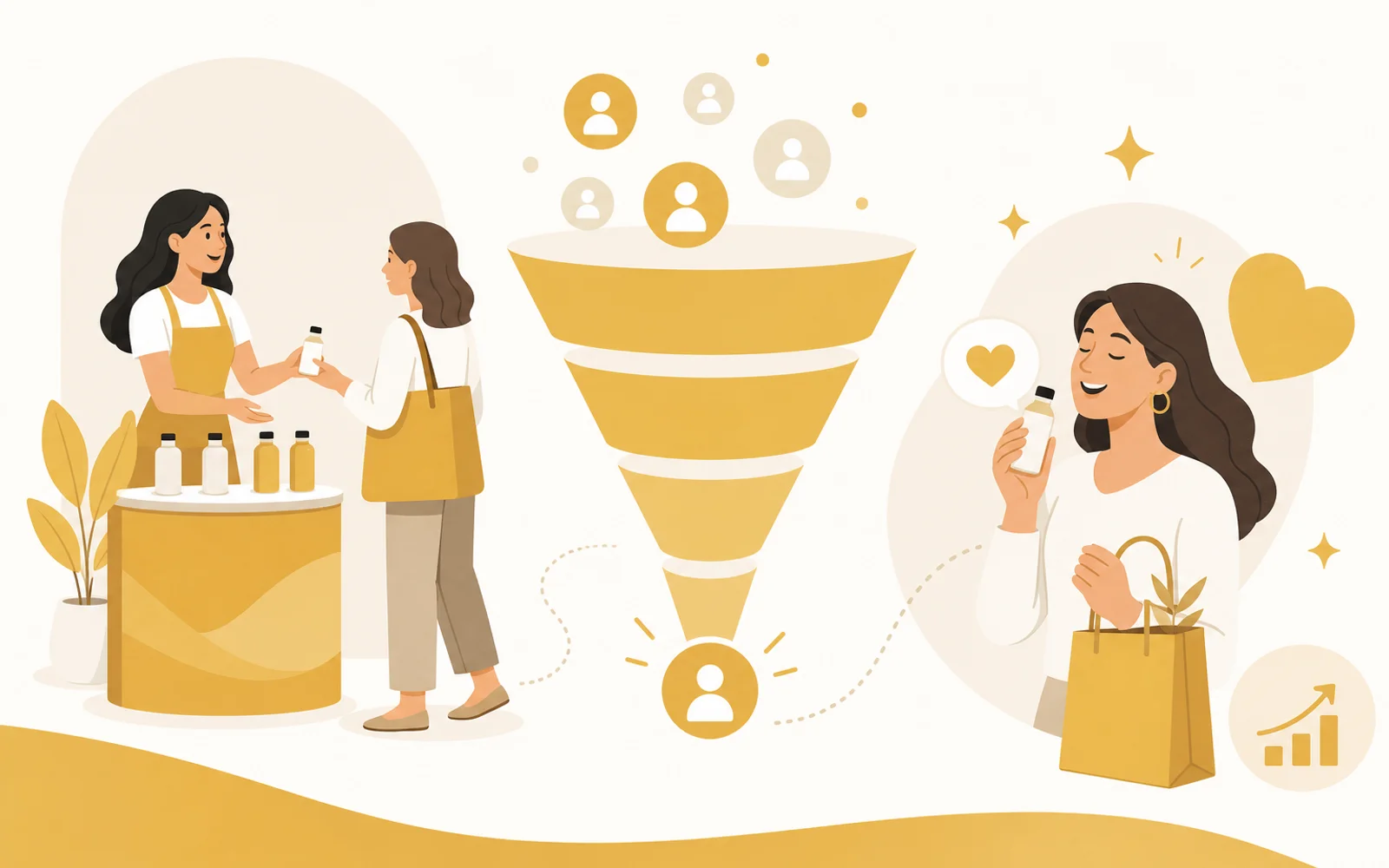 Illustration of a sampling activation that converts shoppers into customers