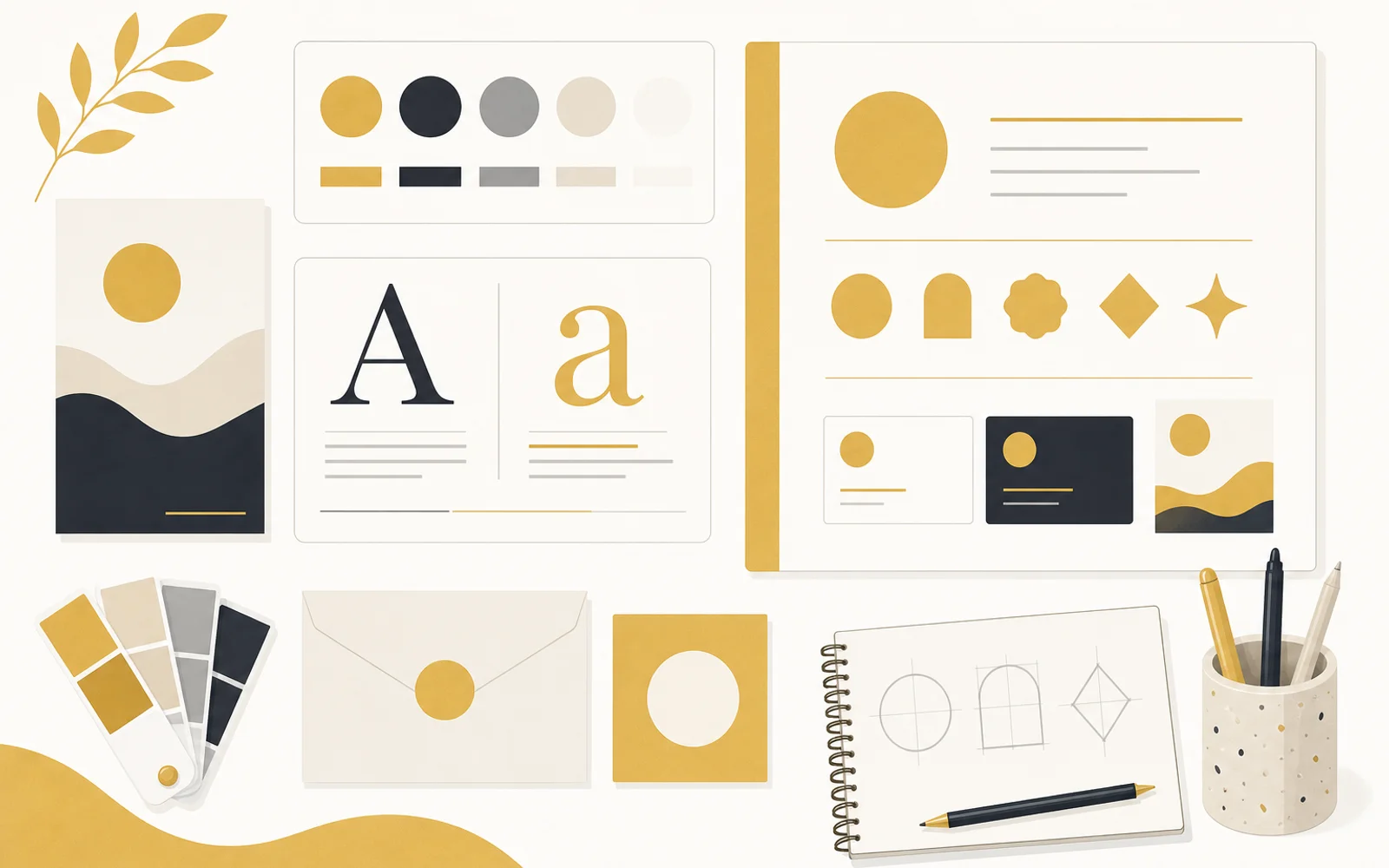 Brand identity system with colour palette and typography
